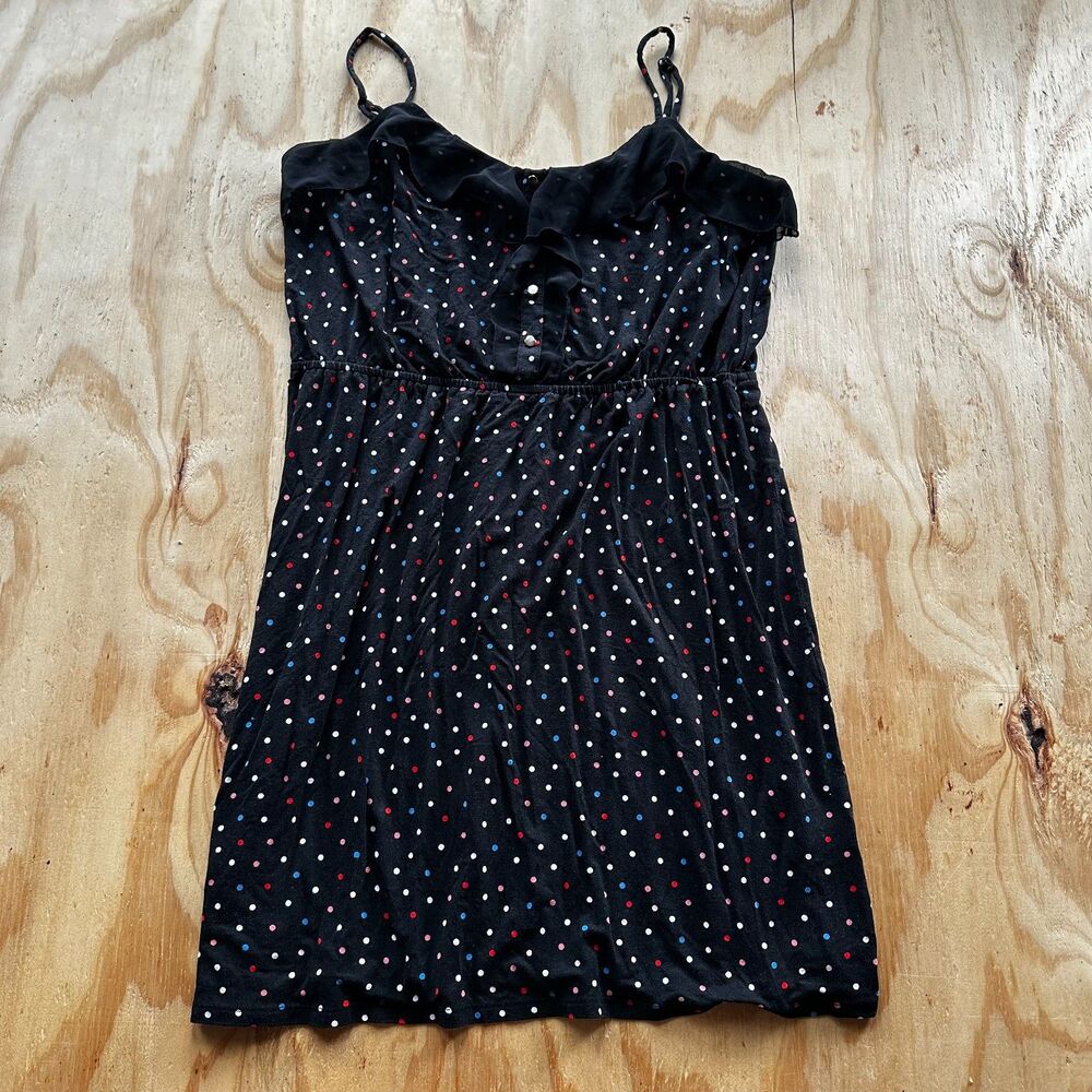Elle Black Polka Dot Pleated Shift Dress - Large